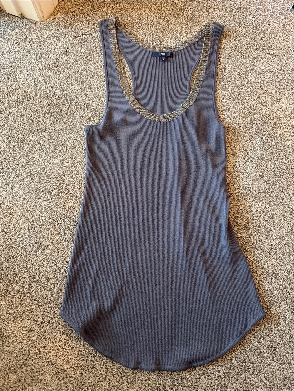 Gap Ribbed Tank with Metallic Trim
